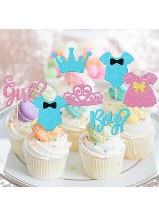 12Pcs Sparkling Baby Gender Reveal Cupcake Toppers Pink Blue Glitter Cake Decorations Boy or Girl Baby Shower for Gender Reveal Theme Baby Shower Kids Birthday Party Cake Decorations Supplies - view 5